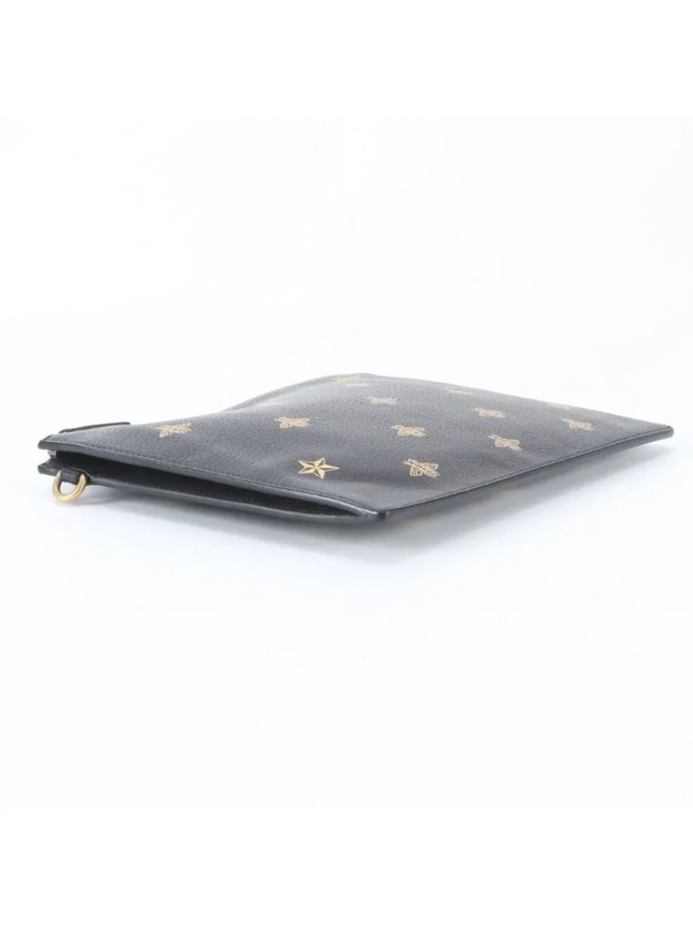 Gucci Bi Star Leather Clutch Pouch Business Black